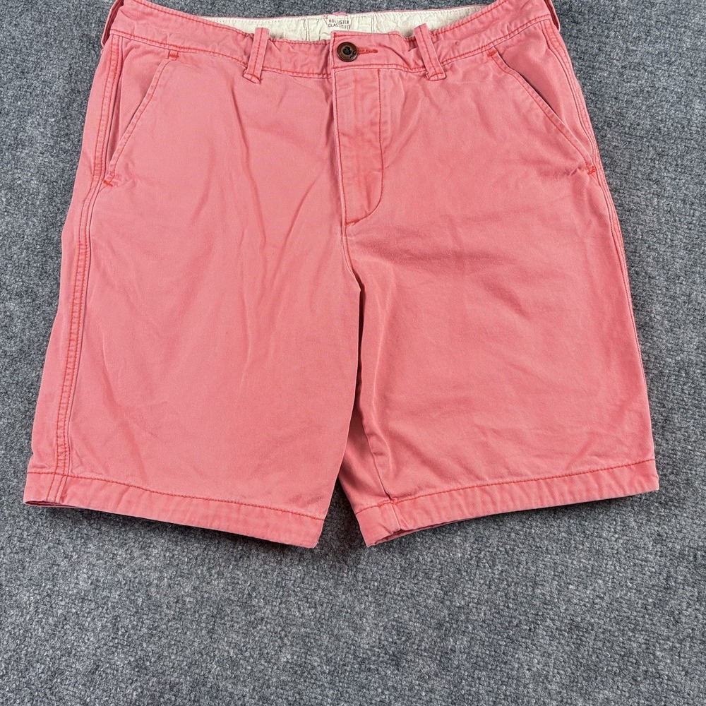 Hollister Chino Shorts Men's 31 Coral Pink Classic Fit Preppy Casual Summer Fade